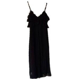 Zimmermann Textured Slip Dress Black Appliqué V Neck Wedding Moody Size 0 US 4‎